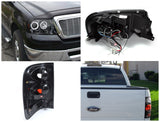 Coolstuffguru Compatible with BLACK 04-08 F150 HALO PROJECTOR HEADLIGHTS+TAIL LAMPS+SMOKE LED 3RD BRAKE LI