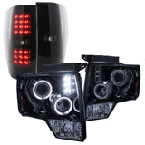 Coolstuffguru Compatible with 4PCS GLOSSY BLACK 09-12 F150 DUAL HALO PROJECTOR HEADLIGHTS+SMOKE LED TAIL L