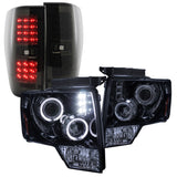 Coolstuffguru Compatible with GLOSSY BLACK 09-12 F150 DUAL HALO PROJECTOR HEADLIGHTS+SMOKE FULL LED TAIL L