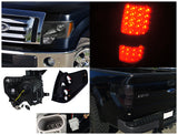 Coolstuffguru Compatible with Ford F150 Black Projector Headlights+Smoke Tint LED Tail Brake Lamps