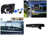 Coolstuffguru HALO PROJECTOR BLACK HEADLIGHTS+SMOKE LED 3RD BRAKE LAM Compatible with 1999-2004 FORD F250 F350