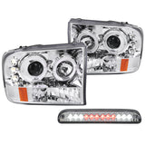 Coolstuffguru HALO PROJECTOR HEADLIGHTS+LED STOP 3RD BRAKE Compatible with 1999-2004 FORD F250 F350 F450 F550