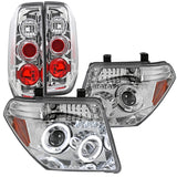 Coolstuffguru Compatible with 05-08 FRONTIER LED DUAL HALO PROJECTOR CHROME HEADLIGHT+CLEAR TAIL BRAKE LAM