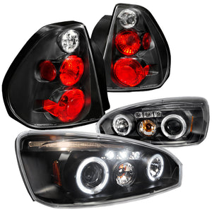 Coolstuffguru Compatible with Chevy Malibu Black Clear Halo LED Projector Headlights+Rear Tail Brake Lamps