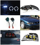 Coolstuffguru Compatible with Ford Mustang 2Dr SVT LED Black Halo Projector Headlights+Smoke Tail Lamps