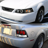Coolstuffguru Compatible with Ford Mustang Replacement Black Projector Headlights+Rear Brake Lamps Tail Li