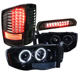 Coolstuffguru Compatible with Ram Glossy Black Halo Projector Headlight+Smoke LED Tail+3Rd Brake Lamp