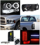 Coolstuffguru Compatible with Ram Black Halo Projector Headlights+Smoke LED Tail+3Rd Brake Lamp