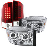 Coolstuffguru Compatible with Dodge Ram 1500 2500 3500 LED Halo Projector Headlights+Red LED Tail Lamps