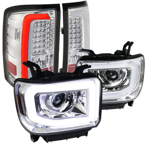 Coolstuffguru Compatible with GMC Sierra 1500 2500 3500 Clear LED Projector Headlights+LED Tail Brake Lamp