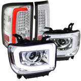 Coolstuffguru Compatible with GMC Sierra 1500 2500 3500 Clear LED Projector Headlights+LED Tail Brake Lamp