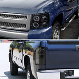 Coolstuffguru GLOSSY BLACK HALO PROJECTOR HEADLIGHT+SMOKE LED TAIL L Compatible with 2007-2012 CHEVY SILVERADO