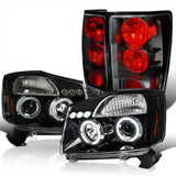 Coolstuffguru Compatible with Nissan Titan Jet Black Halo Projector Headlights+Tail Lamps