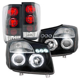 Coolstuffguru Compatible with BLACK 04-15 NISSAN TITAN LED HALO PROJECTOR HEADLIGHT+REAR ALTEZZA TAIL LAMP