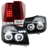 Coolstuffguru BLACK LED HALO PROJECTOR HEADLIGHT+RED LENS LED TAIL LANMP Compatible with 2004-2015 TITAN