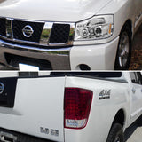 Coolstuffguru Compatible with Nissan Titan Clear LED Halo Projector Headlights+Red LED Tail Brake Lamps