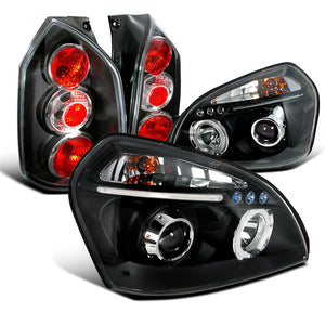 Coolstuffguru Compatible with DUAL HALO LED PROJECTOR HEADLIGHTS+TAIL BRAKE LAMPS BLACK COMBO Compatible with 05-09 TU