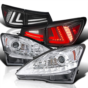 Coolstuffguru Compatible with Lexus IS250 LED Signal Projector Headlights+Black LED Tail Lamps