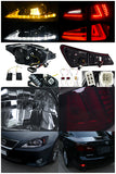 Coolstuffguru Compatible with Lexus IS250 Glossy Black Projector Headlights+Red Smoke LED Tail Lamp