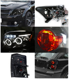 Coolstuffguru Compatible with Dodge Caliber Black Dual Halo LED DRL Projector Headlights+Tail Lights