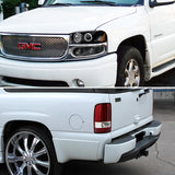 Coolstuffguru Compatible with GMC Yukon Denali Black Projector Headlights+Bumper Lamps+Red LED Tail Lights