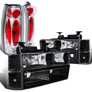 Coolstuffguru Compatible with Chevy Silverado Pickup Black Headlight Bumepr Corner Lamps+Clear Tail Stop L