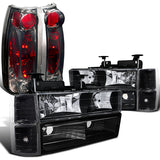 Coolstuffguru Compatible with Chevy Silverado Pickup Black Headlight Bumepr Corner Lamps+Smoke Tail Lamps