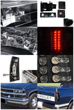 Coolstuffguru Compatible with Chevy Silverado Pickup Black Headlight Bumepr Corner Lamps+LED Brake Tail La