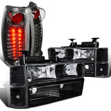 Coolstuffguru Compatible with Chevy Silverado Pickup Black Headlight Bumepr Corner Lamps+LED Brake Tail La