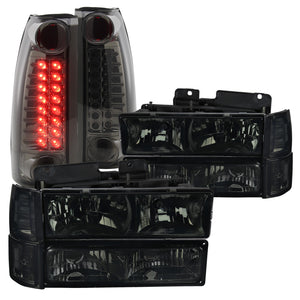 Coolstuffguru Compatible with GMC Yukon Suburban Smoke Headlights Bumper Corner Lamps+LED Tail Lamps