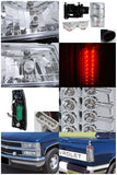 Coolstuffguru Compatible with Chevy Suburban 1500/2500 Chrome Headlight Corner Bumeper Lamps+LED Tail Lamp