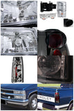 Coolstuffguru Compatible with Chevy Suburban 1500/2500 Chrome Headlight Corner Bumeper Lamps+Smoke Tail La