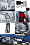 Coolstuffguru Compatible with Chevy Suburban 1500/2500 Chrome Headlight Corner Bumeper Lamps+Black Tail La