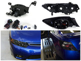 Coolstuffguru SMOKED HEADLIGHTS+FOG LAMPS +GLOSSY BLACK TAIL BRAKE LI Compatible with 2006-2008 CIVIC 2DR