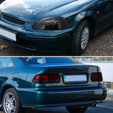 Coolstuffguru Compatible with Civic 2Dr Coupe Crystal Smoke Headlight+Red/Smoke Tail Lights