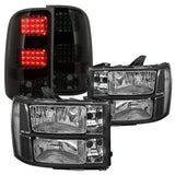 Coolstuffguru Compatible with GMC Sierra 1500 Pickup Crystal Black Headlights+Smoke LED Tail Lamps