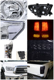 Coolstuffguru Compatible with Toyota Tundra Pickup Chrome Crystal Headlights+Smoke LED Tail Lamps