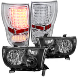 Coolstuffguru Compatible with Toyota Tundra Pickup Crystal Black Headlights+Chrome LED Tail Lamps