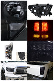 Coolstuffguru Compatible with Toyota Tundra Pickup Crystal Black Headlights+Smoke LED Tail Lamps