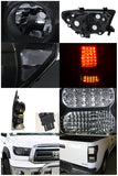 Coolstuffguru Compatible with Toyota Tundra Pickup Crystal Black Headlights+Rear LED Tail Lamps