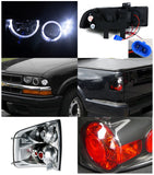 Coolstuffguru Compatible with Chevy S10 LS ZR2 Pick Up Black Projector SMD LED DRL Headlight+ Black Tail L