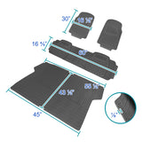 Coolstuffguru Universal Fitment 4Pc Gray Heavy Duty All Weather 3D Rubber Floor Mats Front + Rear + Trunk Truck SUV