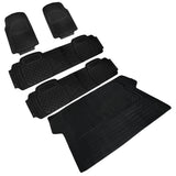 Coolstuffguru Universal Fitment 5 Piece Black Heavy Duty All Weather 3D Rubber Floor Mats Front + Rear + Trunk Truck SUV