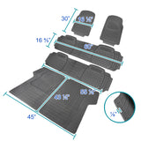 Coolstuffguru Universal Fitment 5 Piece Gray Heavy Duty All Weather 3D Rubber Floor Mats Front + Rear + Trunk Truck SUV