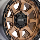 1 X MAYHEM RIDGELINE 17X8.5 6x139.7 106.1 Hub -6 Offset Satin Bronze/Black Lip Wheel Rim