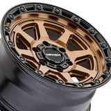 1 X MAYHEM RIDGELINE 17X8.5 6x139.7 106.1 Hub -6 Offset Satin Bronze/Black Lip Wheel Rim