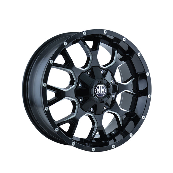 1 X MAYHEM WARRIOR 18X9 8-165.1 130.8 Hub 18 Offset Black Wheel Rim
