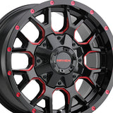 1 X MAYHEM WARRIOR 20X9 5x127/5x139.7 87 Hub 0 Offset Black w/ Prism Red Wheel Rim
