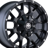 1 X MAYHEM WARRIOR 18X9 8-165.1 130.8 Hub -12 Offset Black Wheel Rim