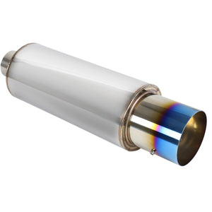 Coolstuffguru 4" JDM Titanium Burnt Tip N1 Stainless Steel Exhaust Muffler w/Silencer